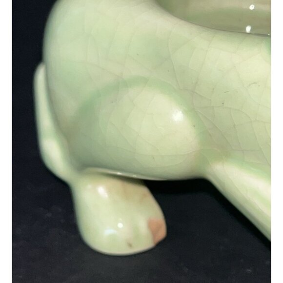 Pair MCM Oriental Foo Dog Tealight Candle Holders Khara Lions Vtg Green Asian - Picture 10 of 10